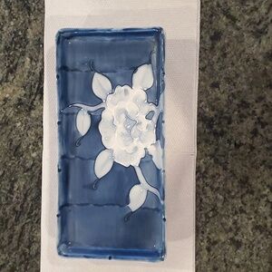 TOYO JAPAN Vintage Rectangle Tray with Peony Flower